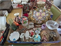 Tray lot pottery china glassware