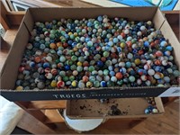 Large Tray of slag glass marbles