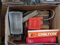 Box of old car catalogs Chilton, etc