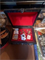 Treasure chest jewelry box filled pins watches etc