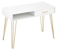 White with gold legs desk