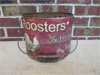 Metal Rooster & Hen Bucket