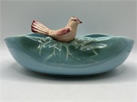 Vintage McCoy Blue Bowl with Red Cardinal