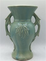 Vintage Matte Aqua McCoy Vase Embossed Double Hand