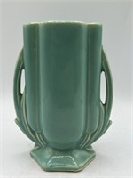 Vintage McCoy Turquoise Double Handled Vase