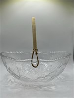 Vintage Clear and Frosted Glass Fruit Basket with