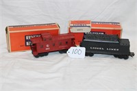 (2) Lionel Train Cars Caboose Tender