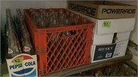 Soda bottles in crates/carriers