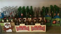 Soda & beer bottles in crates/carriers
