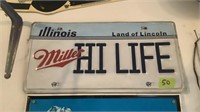 Illinois License Plate Miller Hi Life Metal