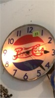 Pepsi Cola Clock HAS GLASS GONE & CRACKED FACE