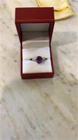 Ladies Sterling silver ring, purple amethyst ,