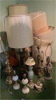 Large lot of lamps & shades