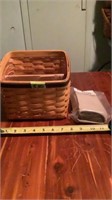 Longaberger basket, divider tray and cloth liner
