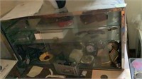 Glass display case and contents