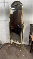 Post Modern Brass Swivel Standing Mirror