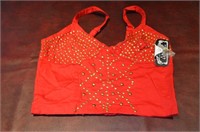 Womens Red Stretch Back Halter SMALL