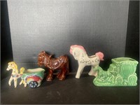 Vintage pottery horse planters