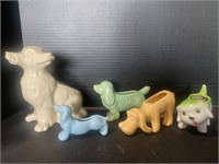 Vintage Pottery Dog Planters