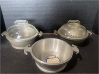 3 small Guardian service cookers with lids
