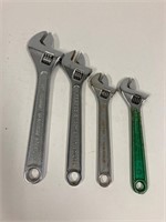 Crescent wrenches. 12”, 10, 8, 8”
