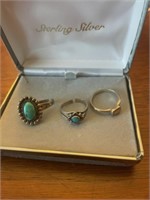Lot of 3 sterling silver rings-2 are damaged