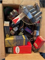 Box full of vintage TV and Radio tubes