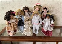 Box full of vintage dolls
