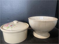 Vintage oven proof dish & Stone China footed bowl