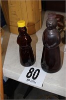 Glass Aunt Jemima Syrup bottles