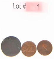 Lot # 1 – Unreadable US Lg. Cent, 2 Lincoln