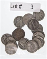 Lot # 3 – 19 Mercury Silver Dimes