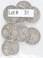 Lot # 31 - Ten Walking Liberty Silver Half