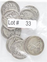 Lot # 33 - Ten Walking Liberty Silver Half