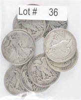 Lot # 36 - Ten Walking Liberty Silver Half
