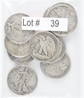 Lot # 39 - Ten Walking Liberty Silver Half