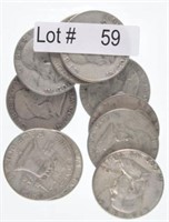Lot # 59 - Ten Franklin Silver Half Dollars
