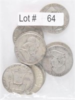Lot # 64 - Ten Franklin Silver Half Dollars