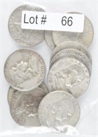 Lot # 66 - Ten Franklin Silver Half Dollars