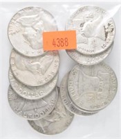 Lot # 67 - Ten Franklin Silver Half Dollars