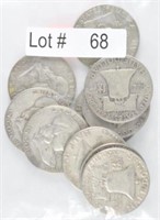 Lot # 68 - Ten Franklin Silver Half Dollars