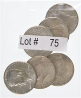 Lot # 75 - Six 1964 Kennedy Silver Half