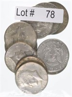 Lot # 78 - Ten 1965-9 Kennedy Silver-Clad
