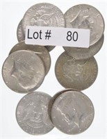 Lot # 80 - Ten 1965-9 Kennedy Silver-Clad