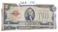 Lot # 112 – Six Red Seal $2 Bills – 1928 G