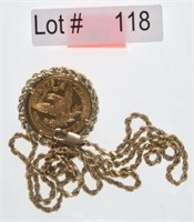 Lot # 118 – 1885-S $5 Gold Coin in Necklace