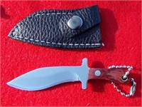 Miniature 3 1/4" Knife Wood Handle / Leather Sheat