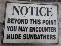 Nude Sunbathers Tin Sign 12" X 16"