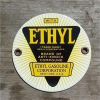 Enamel Ethyl Gas Pump Sign Plaque 4"