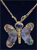 Ladies 14k Yellow Gold Butterfly Pendant w/ Chain